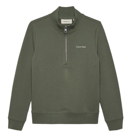 Pull 1/4 de Zip Vert Garçon Calvin Klein Jeans Chest