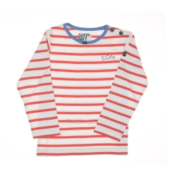 T-shirt Marinière Blanc/Corail Enfant EOM Eloris