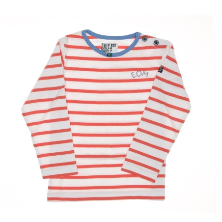 T-shirt Marinière Blanc/Corail Enfant EOM Eloris