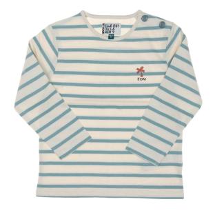 T-shirt à Rayures Beige/Turquoise Garçon EOM Eloris
