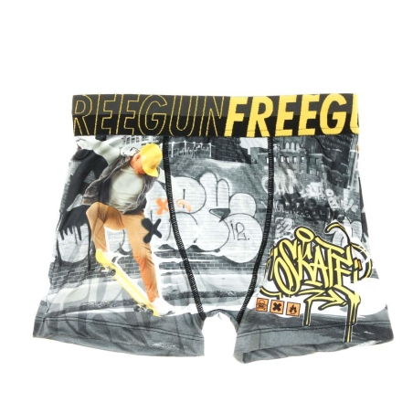 Boxer Gris/Jaune Garçon Freegun Skate