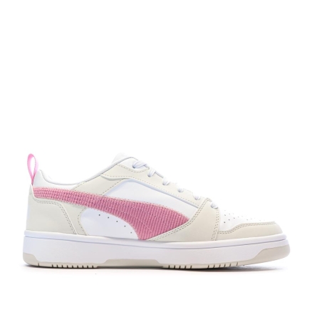 Baskets Ecru/Rose Fille Puma Rebound V6 Lo Cord