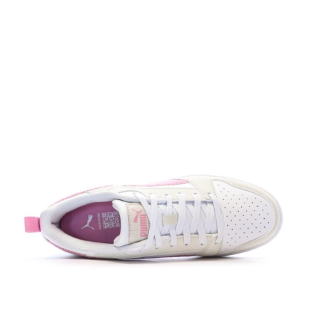 Baskets Ecru/Rose Fille Puma Rebound V6 Lo Cord