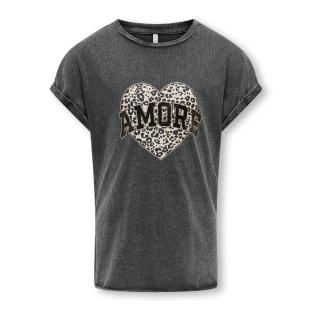 T-shirt Gris Fille Kids ONLY Life Amore