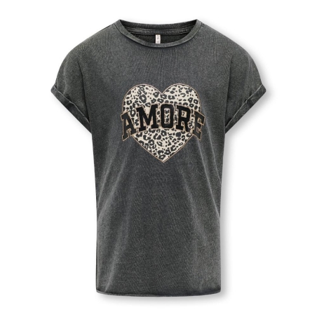 T-shirt Gris Fille Kids ONLY Life Amore