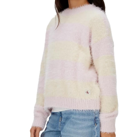 Pull Jaune/Rose Fille Calvin Klein Jeans Ck Stripe