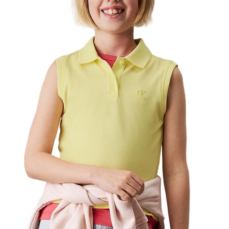 Polo Jaune Fille Calvin Klein Jeans Sleeve