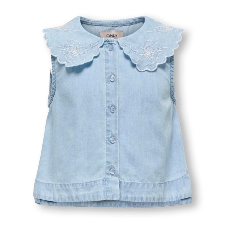 Blouse Bleu Fille Only Embroidery