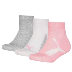 Lot de 3 Paires de Chaussettes Grises/Roses/Blanches Fille Puma Quarter