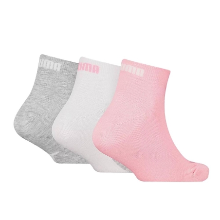 Lot de 3 Paires de Chaussettes Grises/Roses/Blanches Fille Puma Quarter