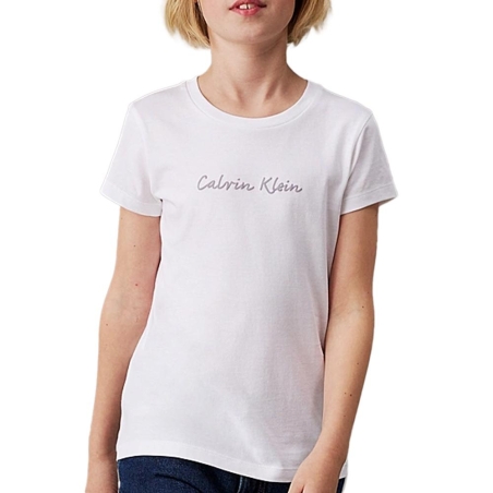T-Shirt Blanc Fille Calvin Klein Jeans Script