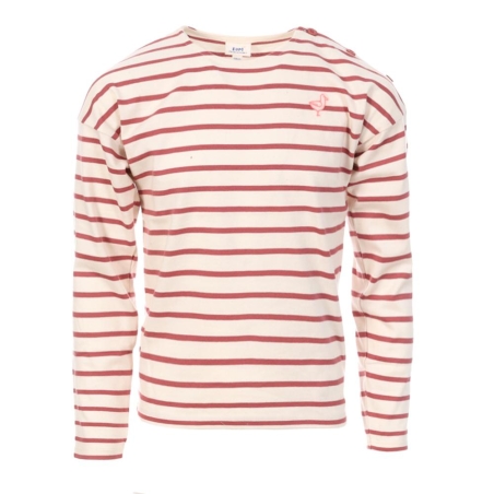 T-Shirt Manches Longues Blanches/Roses Fille Elle est ou la mer Tuner