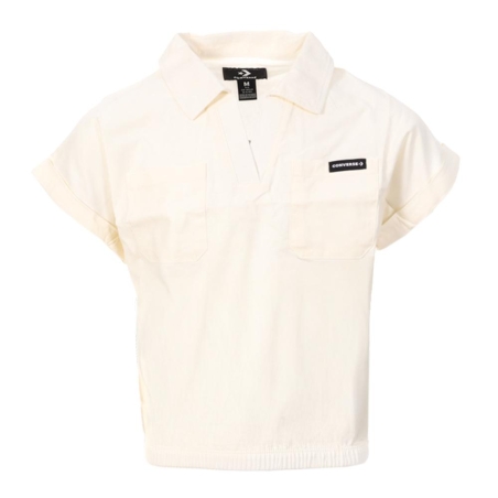 Polo Blanc Fille Converse Pocket