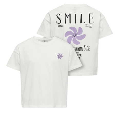 T-shirt Blanc Fille Kids Only Sun-veras Flower