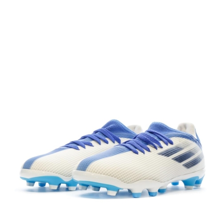 Chaussures de Football Blanche/Bleu Garçon Adidas X Speedflow.3 Mg J