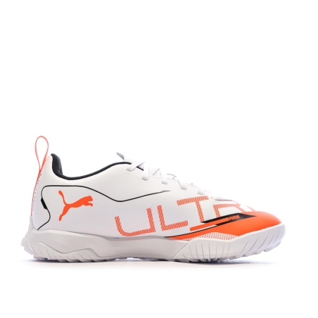 Chaussures de football Blanches/Oranges Garçon Puma Ultra 5 Play