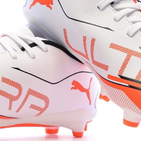 Chaussures de Foot Blanc/Orange Junior Puma Ultra 5 Play FG/AG