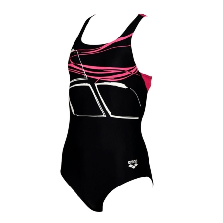 Maillot de bain 1 pièce Noir Fille Arena Pro Logo