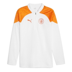 Manchester City Sweat 1/4 Blanc/Orange Homme Puma 2023/2024