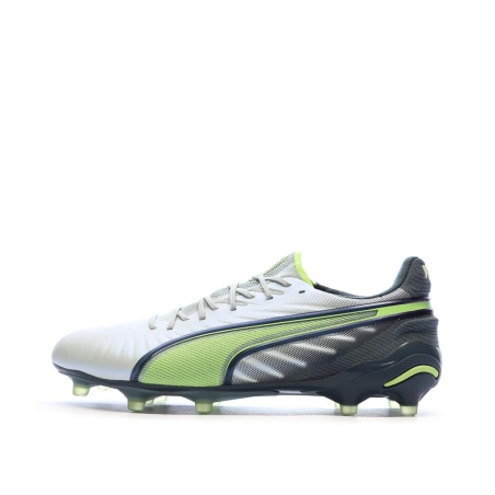 Chaussures de Foot Blanches/Noires/Vertes Homme Puma King Ultimate FG/AG