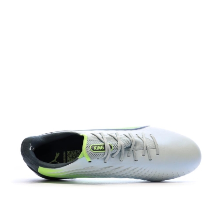 Chaussures de Foot Blanches/Noires/Vertes Homme Puma King Ultimate FG/AG