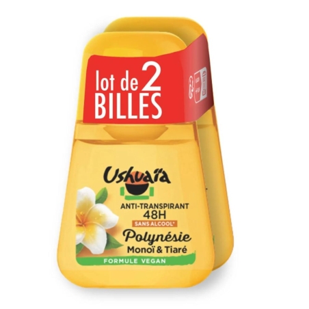 Lot de 2 Anti-Transpirant à Bille Femme Ushuaia Huile Monoi