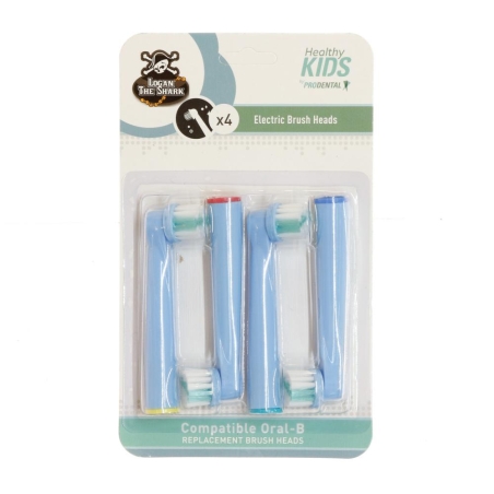 x4 Brossettes de Rechange Rotative Prodental Healthy Kids Logan The Shark