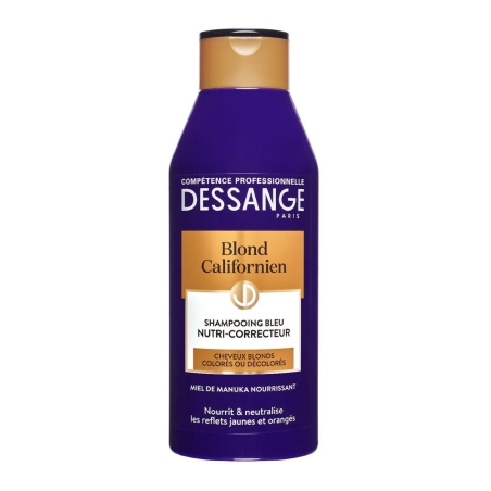 Shampoing Bleu Nutri-correcteur DESSANGE Cheveux blonds colorés ou décolorés Miel de Manuka