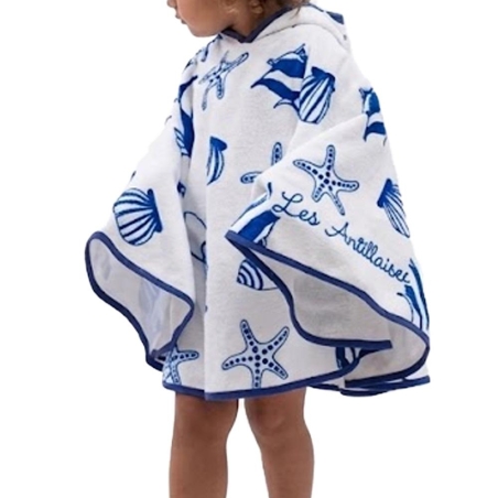 Poncho Blanc/Bleu Enfant Les Antillaises Mer