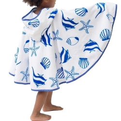 Poncho Blanc/Bleu Enfant Les Antillaises Mer
