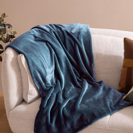 Plaid flanelle Bleu Petrol Atmosphera 180x230 Cuddly