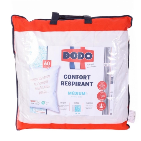 Oreiller Blanc Dodo Medium Confort Respirant 60x60cm