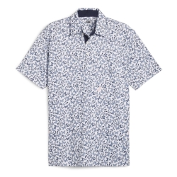 Polo de Golf Blanc/Marine Homme Puma Cloudspun Butterflies