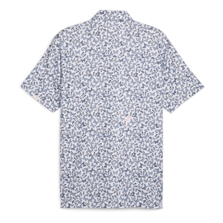 Polo de Golf Blanc/Marine Homme Puma Cloudspun Butterflies