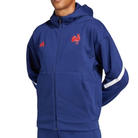 Equipe de France Rugby Veste Bleu Foncé Homme Adidas Trvl