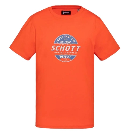 T-shirt Orange Garçon Schott USTOUR