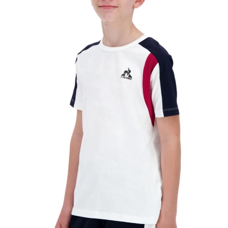 T-Shirt Blanc/Marine Garçon Le Coq Sportif Tri