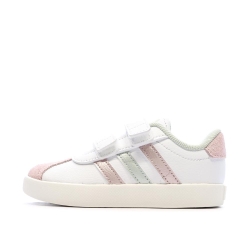 Baskets Blanches/Roses/Grises Fille Adidas Court 3.0