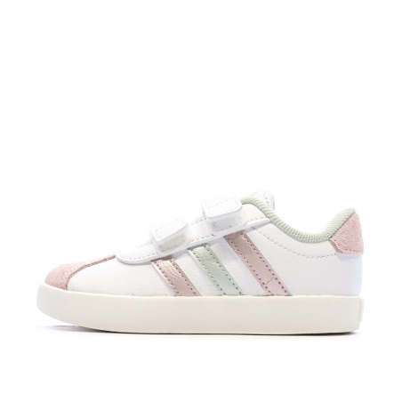 Baskets Blanches/Roses/Grises Fille Adidas Court 3.0