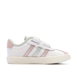 Baskets Blanches/Roses/Grises Fille Adidas Court 3.0