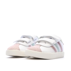 Baskets Blanches/Roses/Grises Fille Adidas Court 3.0