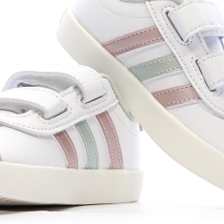 Baskets Blanches/Roses/Grises Fille Adidas Court 3.0