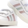 Baskets Blanches/Roses/Grises Fille Adidas Court 3.0