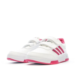 Baskets Blanches/Roses Fille Adidas Tensaur