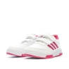 Baskets Blanches/Roses Fille Adidas Tensaur