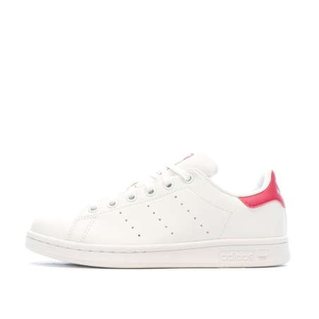 Baskets Blanches/Roses Fille Adidas Stan Smith J
