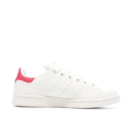 Baskets Blanches/Roses Fille Adidas Stan Smith J