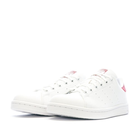 Baskets Blanches/Roses Fille Adidas Stan Smith J