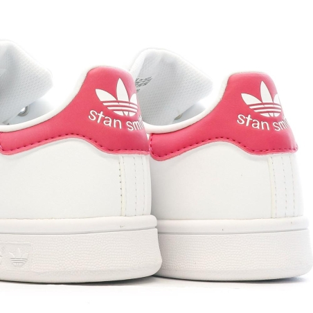 Baskets Blanches/Roses Fille Adidas Stan Smith J