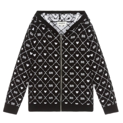 Sweat Zippé Noir/Blanc Fille A15032